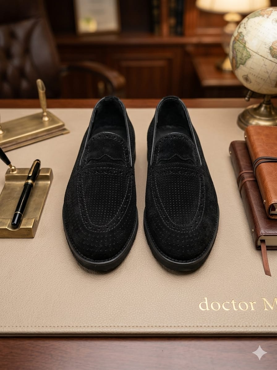 Men's Leather Suede Shoes with EVA Sole & Orthopedic Insole