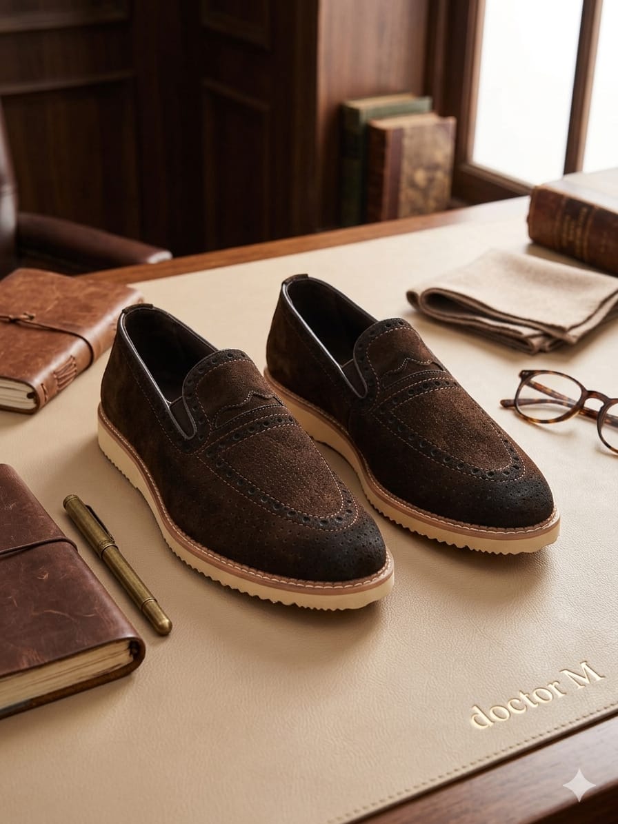 Men's Leather Suede Shoes with EVA Sole & Orthopedic Insole
