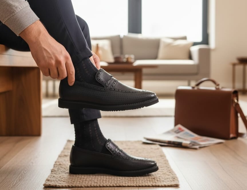 Men’s Premium Genuine Leather Shoes – Lightweight EVA Sole